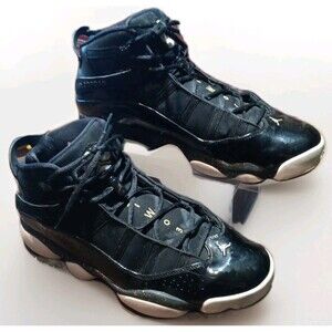 Size 13 Nike Air Jordan 6 Rings Black Gold Shoes